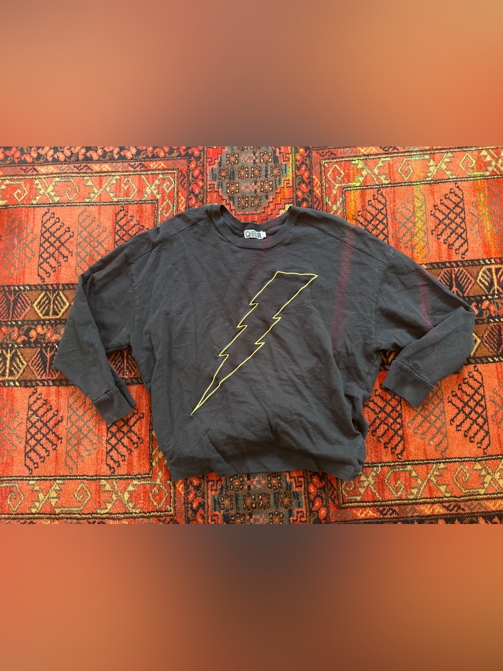 CHRLDR Black Lightning Bolt Crewneck Sweatshirt